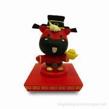 Cattle-shaped Plastic Figure/Bobble Head, Can be Used as Seal Stamps
